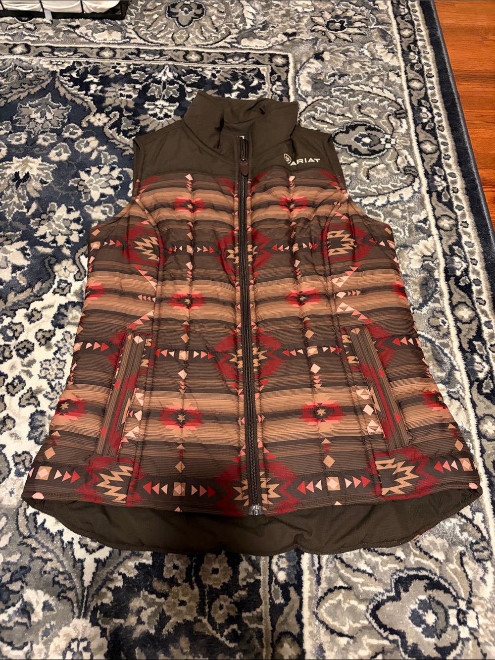 Woman’s Ariat Brown and Red Aztec Vest